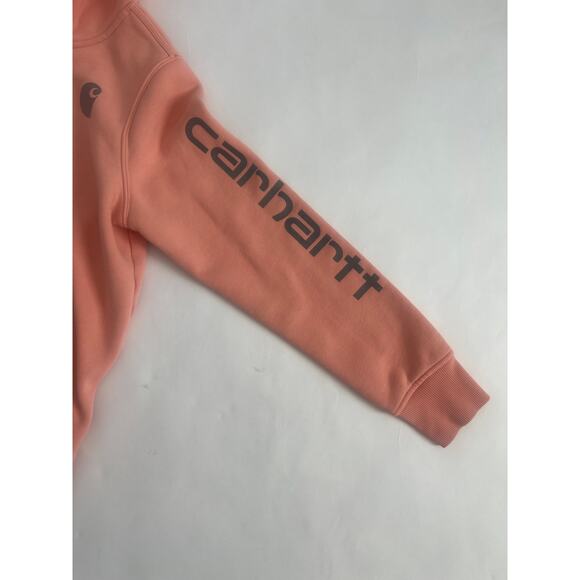 CARHARTT WOMENS PULLOVER HOODIE PEACH AND GRAY SIZE M RELAXED FIT - Picture 3 of 13